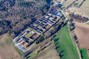 Vue aérienne de Champ de tir du site Bruchsal à le quartier Obergrombach in Bruchsal dans le département Bade-Wurtemberg, Allemagne