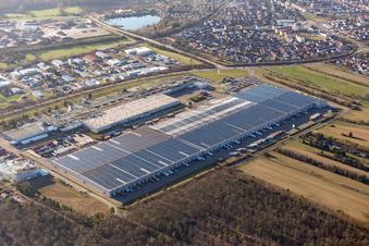 Pneus Goodyear Dunlop Allemagne à Philippsburg dans le département Bade-Wurtemberg, Allemagne depuis l'avion