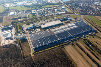 Vue d'oiseau de Pneus Goodyear Dunlop Allemagne à Philippsburg dans le département Bade-Wurtemberg, Allemagne