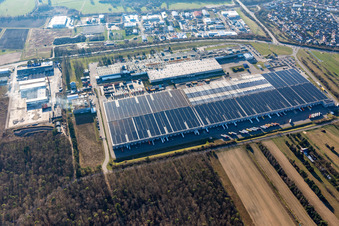 Pneus Goodyear Dunlop Allemagne à Philippsburg dans le département Bade-Wurtemberg, Allemagne vue du ciel