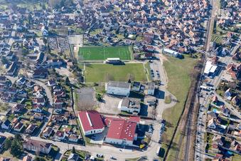 Vue aérienne de Mertzwiller dans le département Bas Rhin, France