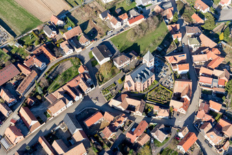 Vue oblique de Schwindratzheim dans le département Bas Rhin, France