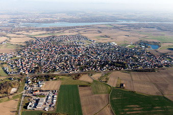 Gambsheim dans le département Bas Rhin, France depuis l'avion