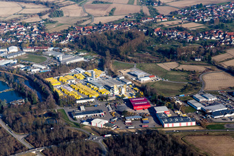 Photographie aérienne de Locaux de l'usine Xella Deutschland GmbH à le quartier Freistett in Rheinau dans le département Bade-Wurtemberg, Allemagne