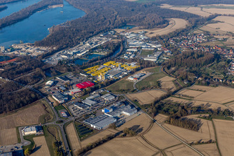 Vue oblique de Locaux de l'usine Xella Deutschland GmbH à le quartier Freistett in Rheinau dans le département Bade-Wurtemberg, Allemagne