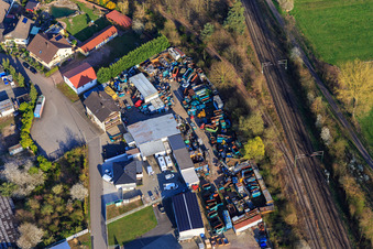 Vue aérienne de Zone industrielle Am Weidensatz avec Dafferner à Bellheim dans le département Rhénanie-Palatinat, Allemagne