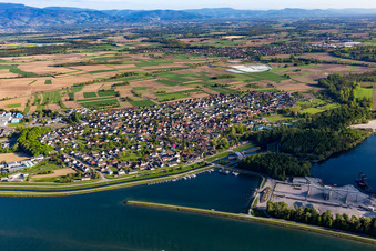 Vue aérienne de Motor Yacht Club Greffern eV à le quartier Greffern in Rheinmünster dans le département Bade-Wurtemberg, Allemagne