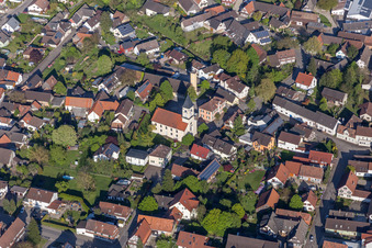 Vue aérienne de Congrégation de la Croix Évangélique Scherzheim à Scherzheim à le quartier Scherzheim in Lichtenau dans le département Bade-Wurtemberg, Allemagne