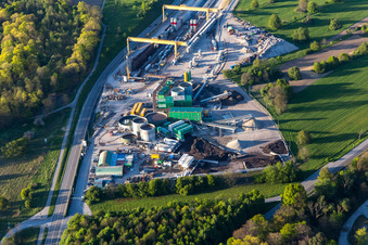 Photographie aérienne de Chantier de construction du tunnel ferroviaire de Züblin à Ötigheim dans le département Bade-Wurtemberg, Allemagne