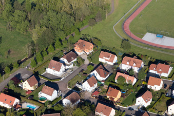 Quartier Altenstadt in Wissembourg dans le département Bas Rhin, France vue d'en haut