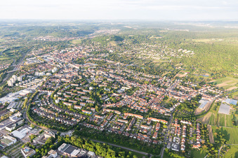 Vue oblique de Quartier Durlach in Karlsruhe dans le département Bade-Wurtemberg, Allemagne