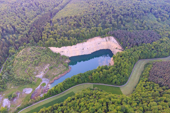 Photographie aérienne de Lac Quarry à le quartier Löffelsterz in Schonungen dans le département Bavière, Allemagne