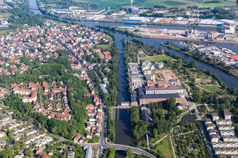 Vue aérienne de Île d'Erba à Bamberg dans le département Bavière, Allemagne