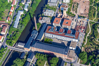 Vue aérienne de Faculté des systèmes d'information commerciale et d'informatique appliquée de l'Université de Bamberg An d. Spinnerei à Bamberg dans le département Bavière, Allemagne