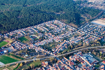 Vue aérienne de Piste cyclable Dudenhofen à Dudenhofen dans le département Rhénanie-Palatinat, Allemagne