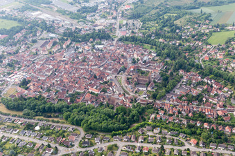 Vue oblique de Wissembourg dans le département Bas Rhin, France