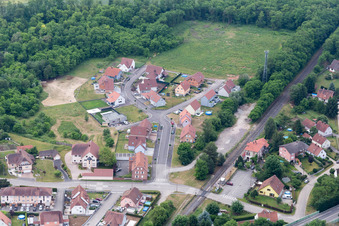 Vue d'oiseau de Riedseltz dans le département Bas Rhin, France
