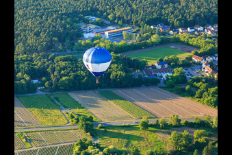 Vue aérienne de Montgolfière au-dessus du terrain de sport Dudenhofen à Dudenhofen dans le département Rhénanie-Palatinat, Allemagne
