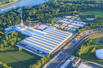 Vue aérienne de Saint-Gobain Isover G+H AG dans la zone industrielle Am Flugplatz à Speyer dans le département Rhénanie-Palatinat, Allemagne