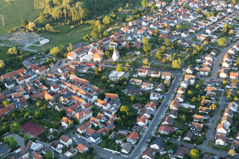 Vue oblique de Quartier Hochstetten in Linkenheim-Hochstetten dans le département Bade-Wurtemberg, Allemagne