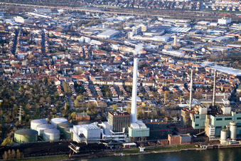 Vue aérienne de GKM du sud à le quartier Rheinau in Mannheim dans le département Bade-Wurtemberg, Allemagne