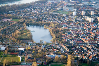 Photographie aérienne de Stollenwörthweier à le quartier Niederfeld in Mannheim dans le département Bade-Wurtemberg, Allemagne