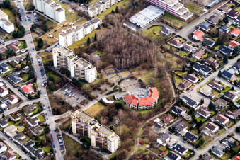 Vue aérienne de Quartier de Dorschberg avec Bienwaldschule à Wörth am Rhein dans le département Rhénanie-Palatinat, Allemagne