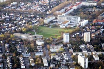 Vue aérienne de Lindenhof, Niederfeld du sud à le quartier Niederfeld in Mannheim dans le département Bade-Wurtemberg, Allemagne
