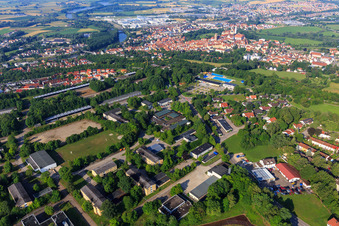 Vue aérienne de Ancien quartier de la caserne (quartier Alfred Delp) à Donauwörth dans le département Bavière, Allemagne