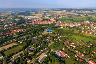 Vue aérienne de Ancien quartier de la caserne (quartier Alfred Delp) à Donauwörth dans le département Bavière, Allemagne
