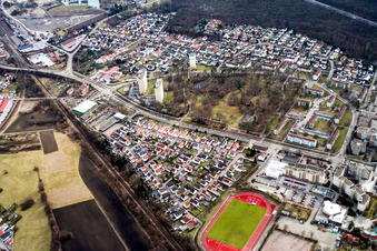 Vue aérienne de Dorschberg, Parc des Citoyens à Wörth am Rhein dans le département Rhénanie-Palatinat, Allemagne