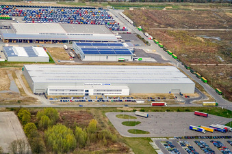 Vue aérienne de Zone industrielle d'Oberwald, Thyssen Metallcenter à Wörth am Rhein dans le département Rhénanie-Palatinat, Allemagne