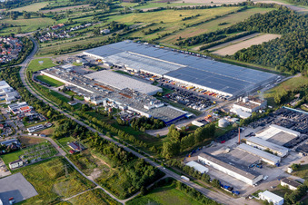 Vue aérienne de Site de l'usine Goodyear Dunlop Tires Allemagne, Goodyearstraße. Entreprise participante : Goodyear Dunlop Tires Germany GmbH. à Philippsburg dans le département Bade-Wurtemberg, Allemagne