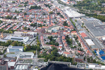 Quartier Neckarau in Mannheim dans le département Bade-Wurtemberg, Allemagne d'en haut