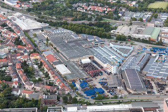 Vue aérienne de Ancienne fabrique de cordes à le quartier Neckarau in Mannheim dans le département Bade-Wurtemberg, Allemagne