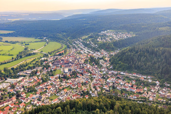 Vue aérienne de Vue des rues et des maisons dans les quartiers résidentiels à le quartier Möhringen in Tuttlingen dans le département Bade-Wurtemberg, Allemagne