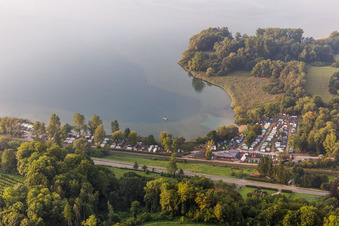 Vue aérienne de Camping Schachenhorn à le quartier Ludwigshafen in Bodman-Ludwigshafen dans le département Bade-Wurtemberg, Allemagne