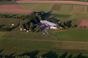 Vue aérienne de Aérodrome Weinheim du club de sports aériens Weinheim 1932 eV à Weinheim dans le département Bade-Wurtemberg, Allemagne