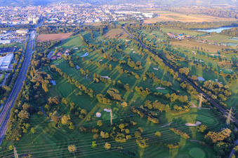 Vue aérienne de Parcours de golf du Golf-Club Bensheim eV depuis l'ouest à Bensheim dans le département Hesse, Allemagne