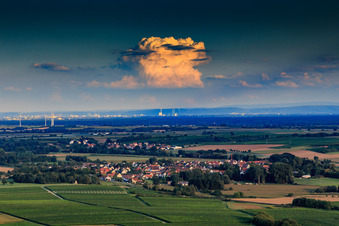 Vue aérienne de Nuages d'orage au-dessus de Karlsruhe à Barbelroth dans le département Rhénanie-Palatinat, Allemagne
