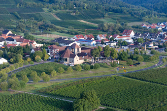 Vue aérienne de Porte du vin à le quartier Schweigen in Schweigen-Rechtenbach dans le département Rhénanie-Palatinat, Allemagne