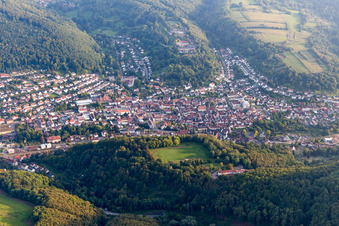 Vue aérienne de Annweiler du nord à Annweiler am Trifels dans le département Rhénanie-Palatinat, Allemagne