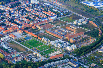 Vue aérienne de Chantiers de construction sur le terrain du State Garden Show State Garden Show-LANDAU 2018 à Landau in der Pfalz dans le département Rhénanie-Palatinat, Allemagne