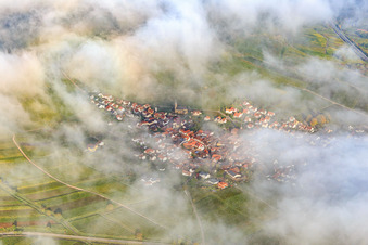 Photographie aérienne de Vue du village viticole sous les nuages à Birkweiler dans le département Rhénanie-Palatinat, Allemagne