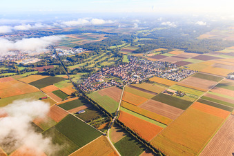 Vue aérienne de Aperçu de l'emplacement entre les nuages du sud-ouest à Steinweiler dans le département Rhénanie-Palatinat, Allemagne