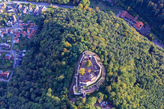 Vue aérienne de Le château de Landeck vu d'en haut à Klingenmünster dans le département Rhénanie-Palatinat, Allemagne
