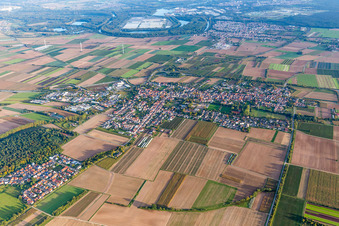 Photographie aérienne de Vue des rues et des maisons dans les quartiers résidentiels à Schwegenheim dans le département Rhénanie-Palatinat, Allemagne
