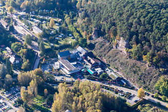 Vue d'oiseau de Dahn dans le département Rhénanie-Palatinat, Allemagne