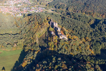 Vue oblique de Dahn dans le département Rhénanie-Palatinat, Allemagne