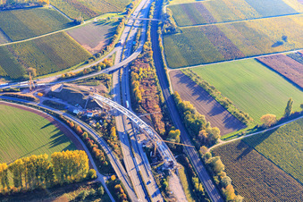 Vue oblique de Chantier de construction de la sortie d'autoroute A65 Bornheim, Landau-Dammheim(B272) à le quartier Dammheim in Landau in der Pfalz dans le département Rhénanie-Palatinat, Allemagne